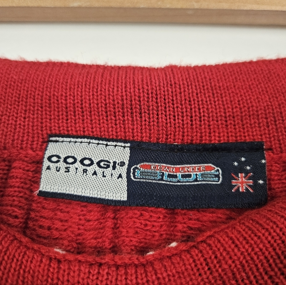 COOGI Australia Vintage Fair Isle Knit Sweater Skirt Feather Trim SZ M / L - Picture 5 of 5
